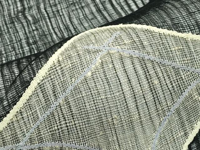 平和屋着物＊夏物 太鼓柄袋帯 菱文様 黒地 正絹 逸品 CABG7287rv