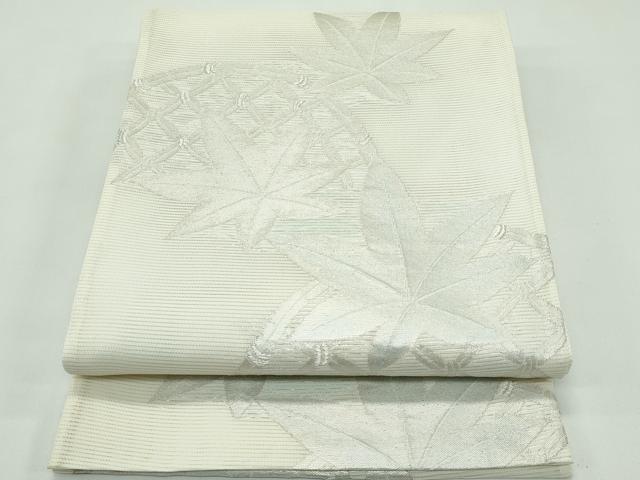 平和屋着物＊夏物 六通柄袋帯 籬楓文 銀糸 正絹 逸品 未使用 CABG7288rv