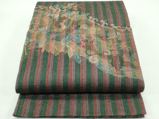 平和屋着物＊夏物 太鼓柄袋帯 紬地 蔦の葉文様 正絹 逸品 CABG7290rv