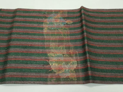平和屋着物＊夏物 太鼓柄袋帯 紬地 蔦の葉文様 正絹 逸品 CABG7290rv
