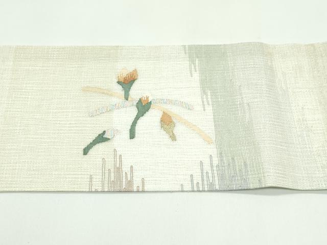平和屋着物＊夏物　九寸名古屋帯　霞花文　金銀糸　正絹　逸品　CABG7294rv
