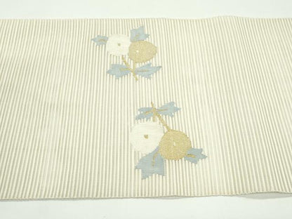 平和屋着物＊夏物　八寸名古屋帯　絽綴れ　菊　金銀糸　正絹　逸品　CABG7296rv