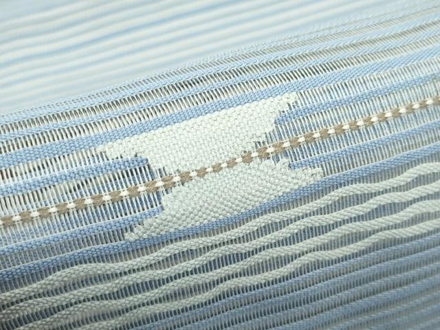 平和屋着物＊夏物　八寸名古屋帯　絽綴れ　矢羽文様　銀糸　正絹　逸品　CABG7297rv