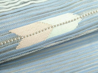 平和屋着物＊夏物　八寸名古屋帯　絽綴れ　矢羽文様　銀糸　正絹　逸品　CABG7297rv