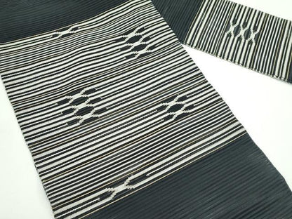 平和屋着物＊夏物　八寸名古屋帯　絽綴れ　横段文　金銀糸　正絹　逸品　CABG7301rv