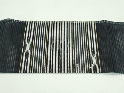 平和屋着物＊夏物　八寸名古屋帯　絽綴れ　横段文　金銀糸　正絹　逸品　CABG7301rv