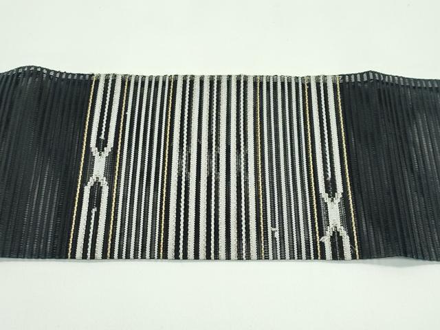 平和屋着物＊夏物　八寸名古屋帯　絽綴れ　横段文　金銀糸　正絹　逸品　CABG7301rv