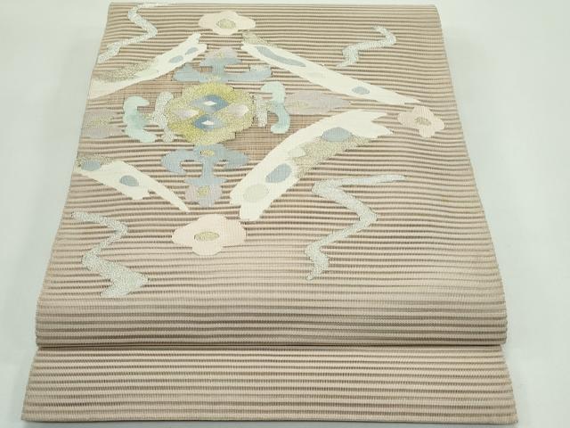 平和屋着物＊夏物　八寸名古屋帯　絽綴れ　菱花文　金銀糸　正絹　逸品　CABG7302rv