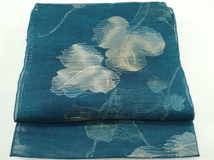 平和屋着物＊夏物　八寸名古屋帯　蔦の葉文　金糸　正絹　逸品　CABG7305rv