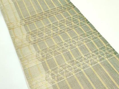 平和屋着物＊夏物 太鼓柄袋帯 横段菱文 金糸 正絹 逸品 未使用 CABG7307rv