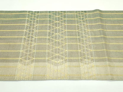 平和屋着物＊夏物 太鼓柄袋帯 横段菱文 金糸 正絹 逸品 未使用 CABG7307rv