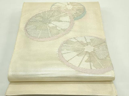 平和屋着物＊夏物 太鼓柄袋帯 番傘 銀糸 正絹 逸品 CABG7311rv
