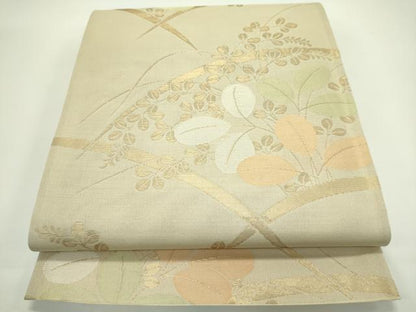 平和屋着物＊夏物 六通柄袋帯 芝草萩文 金糸 正絹 逸品 CABG7314rv