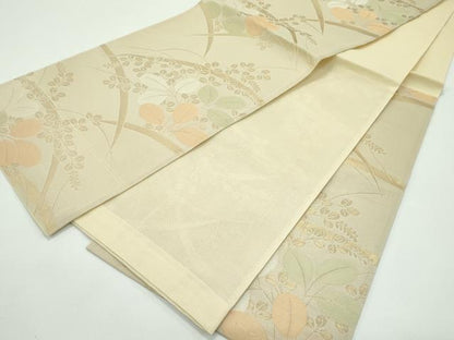 平和屋着物＊夏物 六通柄袋帯 芝草萩文 金糸 正絹 逸品 CABG7314rv