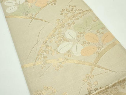平和屋着物＊夏物 六通柄袋帯 芝草萩文 金糸 正絹 逸品 CABG7314rv