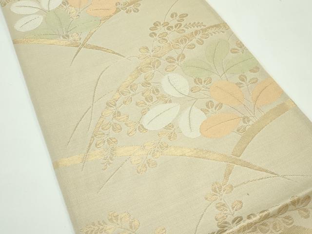 平和屋着物＊夏物 六通柄袋帯 芝草萩文 金糸 正絹 逸品 CABG7314rv
