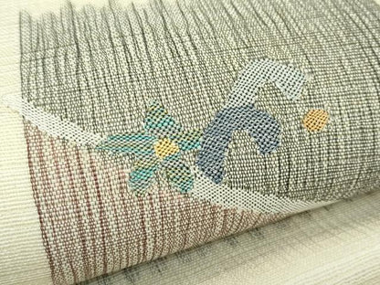 平和屋着物＊夏物 太鼓柄袋帯 流水花文 金銀糸 正絹 逸品 未使用 CABG7317rv