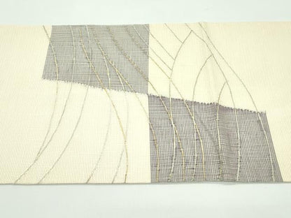 平和屋着物＊夏物 太鼓柄袋帯 市松流線文 金銀彩 正絹 逸品 CABG7321rv