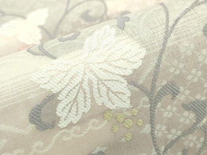 平和屋着物＊夏物　九寸名古屋帯　葡萄唐草文　正絹　逸品　未使用　CABG7327rv