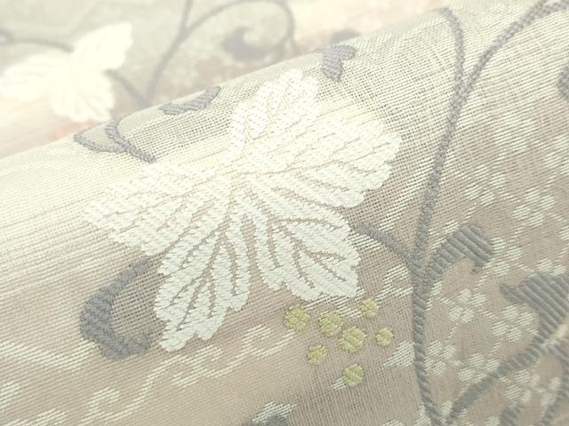 平和屋着物＊夏物　九寸名古屋帯　葡萄唐草文　正絹　逸品　未使用　CABG7327rv