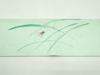 平和屋着物＊夏物　九寸名古屋帯　手描き　夏虫　露芝文　正絹　逸品　CABG7328rv
