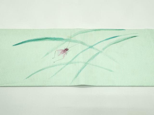 平和屋着物＊夏物　九寸名古屋帯　手描き　夏虫　露芝文　正絹　逸品　CABG7328rv