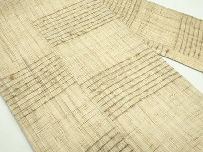 平和屋着物＊夏物　九寸名古屋帯　市松文様　麻　逸品　CABG7329rv