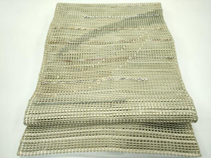 平和屋着物＊夏物　八寸名古屋帯　羅　霞文　銀糸　正絹　逸品　CABG7332rv