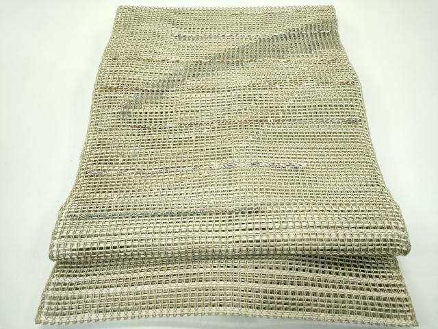 平和屋着物＊夏物　八寸名古屋帯　羅　霞文　銀糸　正絹　逸品　CABG7332rv