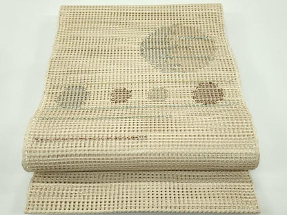 平和屋着物＊夏物　八寸名古屋帯　羅　霞丸文　金銀糸　正絹　逸品　未使用　CABG7333rv
