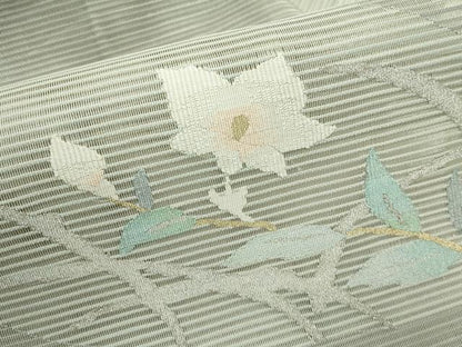 平和屋着物＊夏物　八寸名古屋帯　絽綴れ　枝花文　金銀糸　正絹　逸品　CABG7335rv