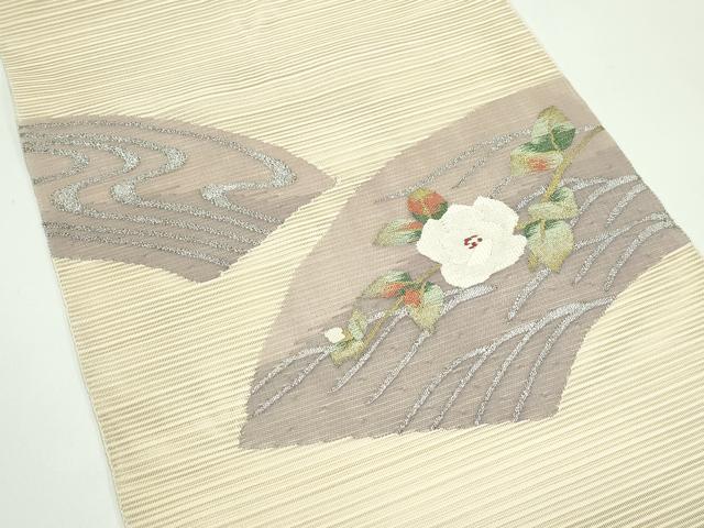 平和屋着物＊夏物　八寸名古屋帯　絽綴れ　地紙枝花文　金銀糸　正絹　逸品　CABG7338rv