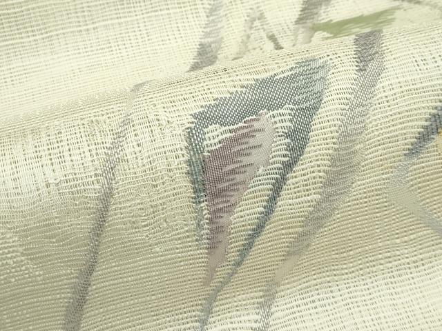 平和屋着物＊夏物　絽綴れ　幾何学文様　銀糸　名古屋帯　正絹　逸品　CABG7339rv