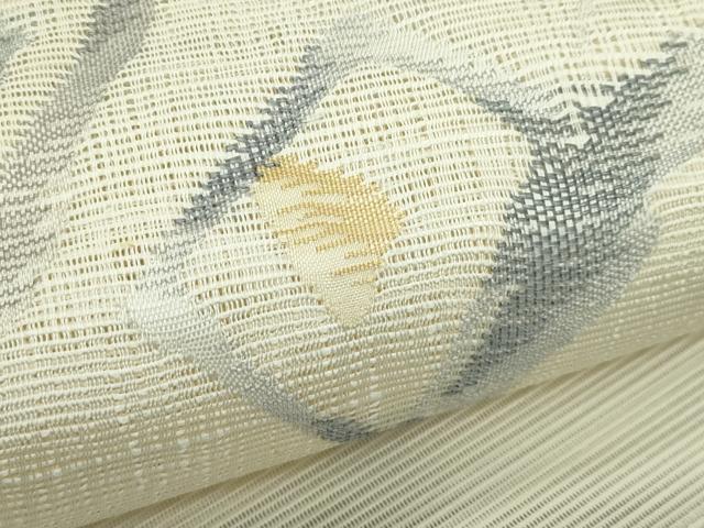 平和屋着物＊夏物　絽綴れ　幾何学文様　銀糸　名古屋帯　正絹　逸品　CABG7339rv