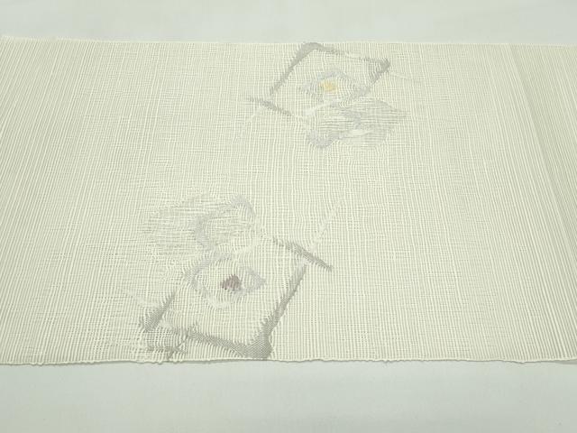 平和屋着物＊夏物　絽綴れ　幾何学文様　銀糸　名古屋帯　正絹　逸品　CABG7339rv