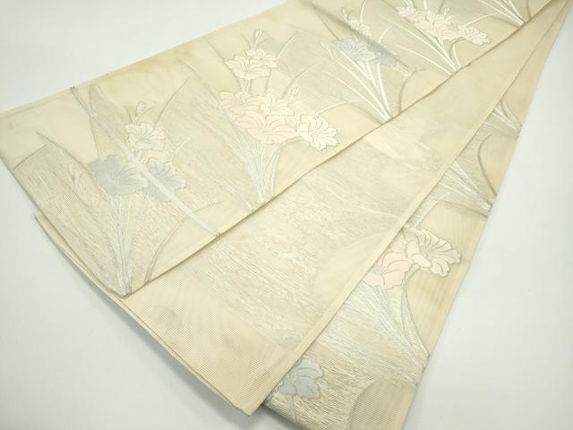 平和屋着物＊夏物 六通柄袋帯 草花文 銀糸 正絹 逸品 CABG7342rv
