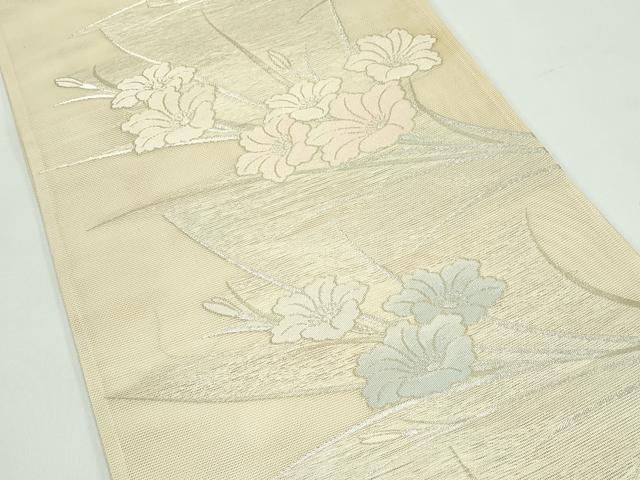 平和屋着物＊夏物 六通柄袋帯 草花文 銀糸 正絹 逸品 CABG7342rv