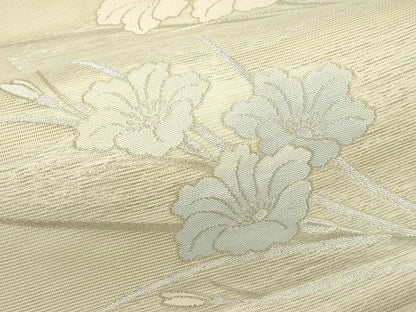平和屋着物＊夏物 六通柄袋帯 草花文 銀糸 正絹 逸品 CABG7342rv
