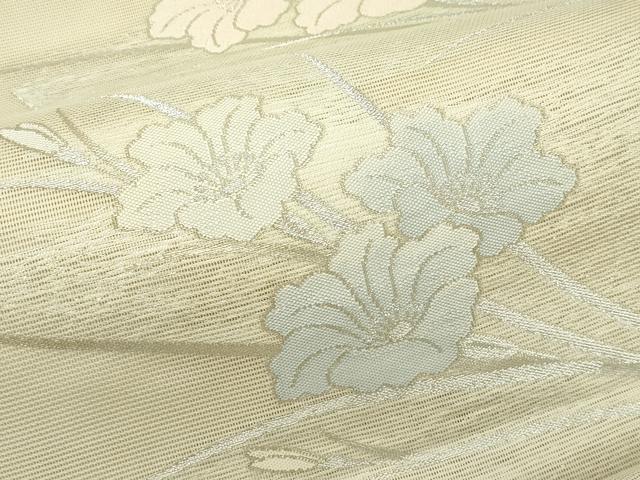 平和屋着物＊夏物 六通柄袋帯 草花文 銀糸 正絹 逸品 CABG7342rv