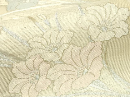 平和屋着物＊夏物 六通柄袋帯 草花文 銀糸 正絹 逸品 CABG7342rv