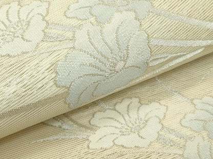 平和屋着物＊夏物 六通柄袋帯 草花文 銀糸 正絹 逸品 CABG7342rv