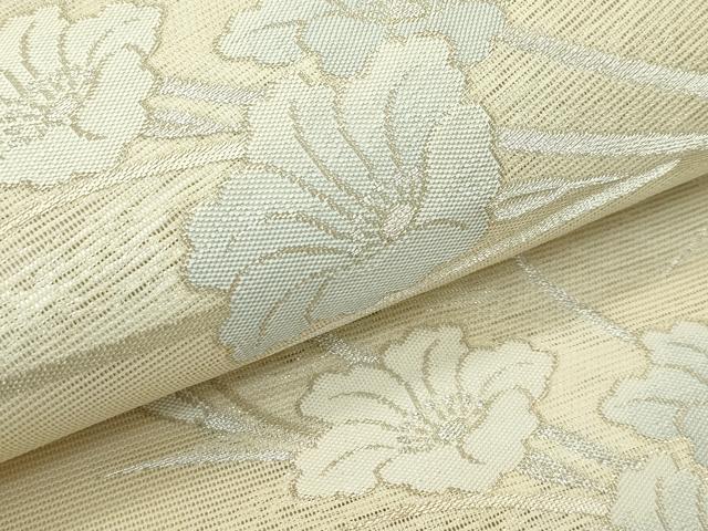 平和屋着物＊夏物 六通柄袋帯 草花文 銀糸 正絹 逸品 CABG7342rv