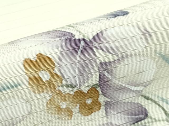 平和屋着物＊夏物　絽塩瀬　九寸名古屋帯　手描き　草花文　正絹　逸品　CABG7346rv