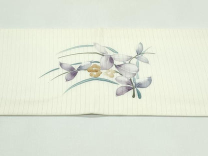 平和屋着物＊夏物　絽塩瀬　九寸名古屋帯　手描き　草花文　正絹　逸品　CABG7346rv