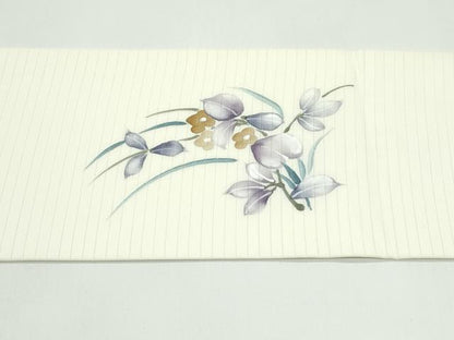 平和屋着物＊夏物　絽塩瀬　九寸名古屋帯　手描き　草花文　正絹　逸品　CABG7346rv