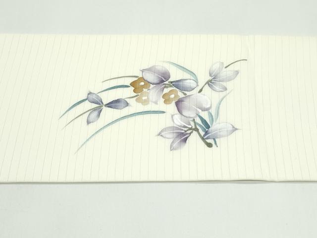 平和屋着物＊夏物　絽塩瀬　九寸名古屋帯　手描き　草花文　正絹　逸品　CABG7346rv