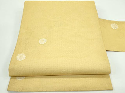 平和屋着物＊夏物　九寸名古屋帯　菊　金糸　正絹　逸品　CABG7347rv