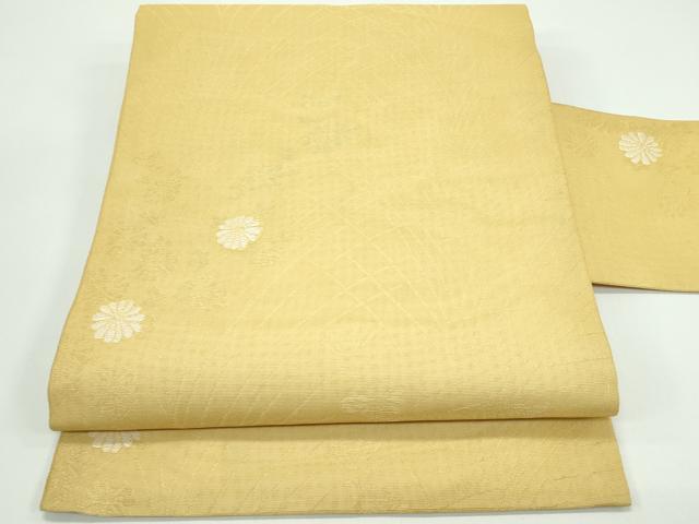 平和屋着物＊夏物　九寸名古屋帯　菊　金糸　正絹　逸品　CABG7347rv