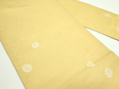 平和屋着物＊夏物　九寸名古屋帯　菊　金糸　正絹　逸品　CABG7347rv