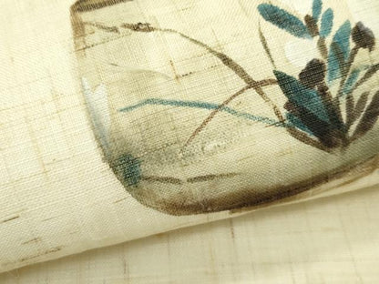 平和屋着物＊夏物　九寸名古屋帯　手描き　陶器　麻　逸品　CABG7348rv